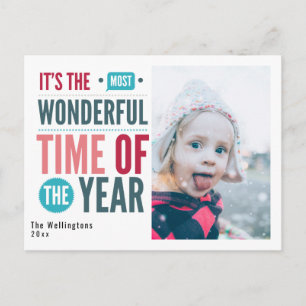 Cartes Pour Fêtes Annuelles Citation de Noël rétro colorée Photo