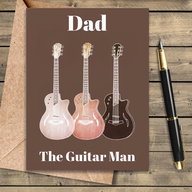 Cartes Pour Fêtes Annuelles Citation de Papa The Guitar Man (Dad the guitar man rustic electric guitars music themed Father’s Day greetings postcard)
