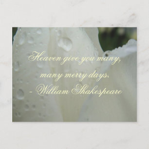 Cartes Pour Fêtes Annuelles Citation de Shakespeare Jours Joyeux , Blanc