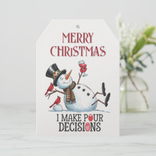 Cartes Pour Fêtes Annuelles Citation de vin de bonhomme de neige Noël d'hiver