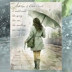 Cartes Pour Fêtes Annuelles Citation Inspirante de Jour de Pluie au Vert Aquar