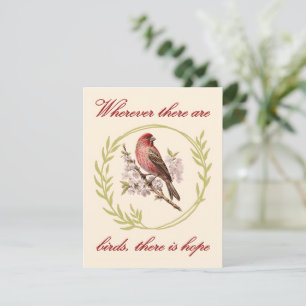 Cartes Pour Fêtes Annuelles Citation Inspirationnelle d'Oiseaux, couronne de f