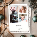 Cartes Pour Fêtes Annuelles Citation Moderne Minimaliste | 4 Collage Photo Ins<br><div class="desc">Ces vœux modernes de saison brillent par leurs belles pensées et leurs dictons - ainsi que par leur espace blanc généreux. L'incroyable simplicité de cette carte de vœux de Noël capture quatre moments précieux dans un collage photo tandis qu'une typographie minimaliste indique "Gardez ce moment près de votre cœur" au-dessus...</div>