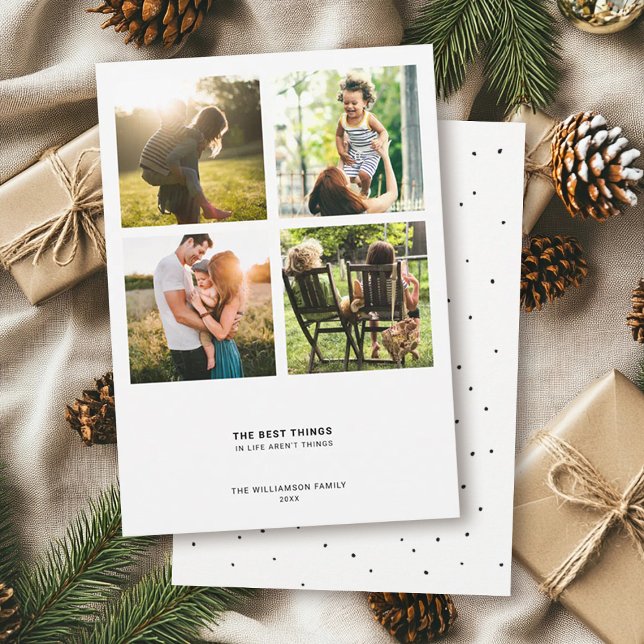 Cartes Pour Fêtes Annuelles Citation Moderne Minimaliste | Collage Photo (Créateur téléchargé)