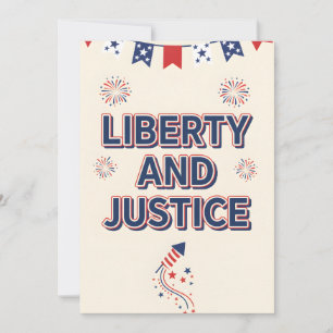 Cartes Pour Fêtes Annuelles Citation Patriotique Liberté et Justice USA Indépe