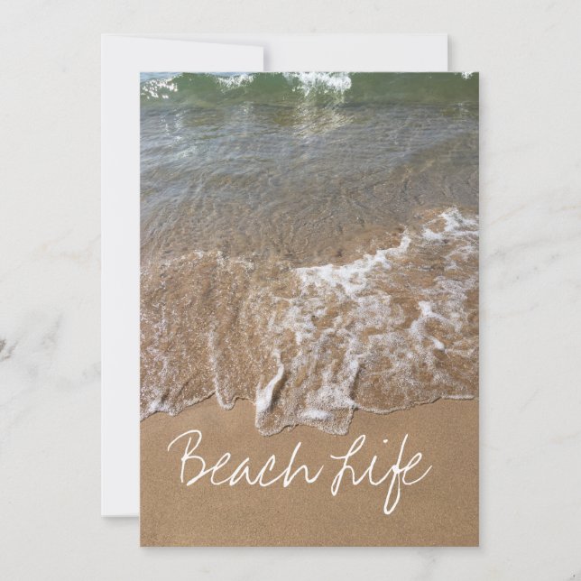 Cartes Pour Fêtes Annuelles Citation Vie Plage Vagues Océan Eau sablonneuse Ri (Devant)