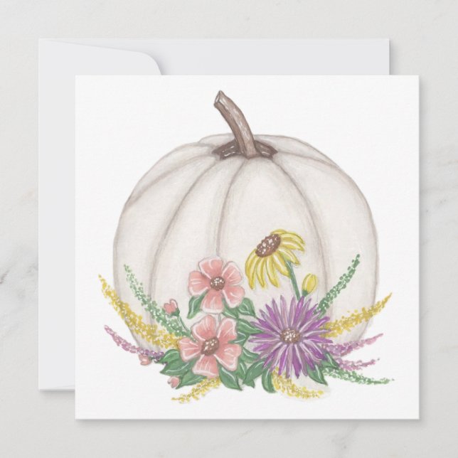 Cartes Pour Fêtes Annuelles Citrouille blanche d'automne (Devant)