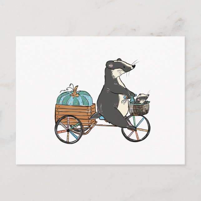 Cartes Pour Fêtes Annuelles Citrouille bleue du Blaireau (Devant)