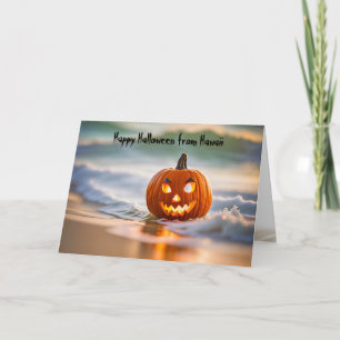 Cartes Pour Fêtes Annuelles Citrouille de Halloween sur la plage