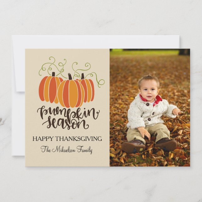 Cartes Pour Fêtes Annuelles Citrouille de saison photo Bon thanksgiving (Devant)