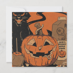 Cartes Pour Fêtes Annuelles Citrouille d'Halloween épouvantable vintage