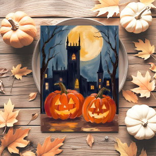 Cartes Pour Fêtes Annuelles Citrouille effrayante   Halloween Peinture Sombre