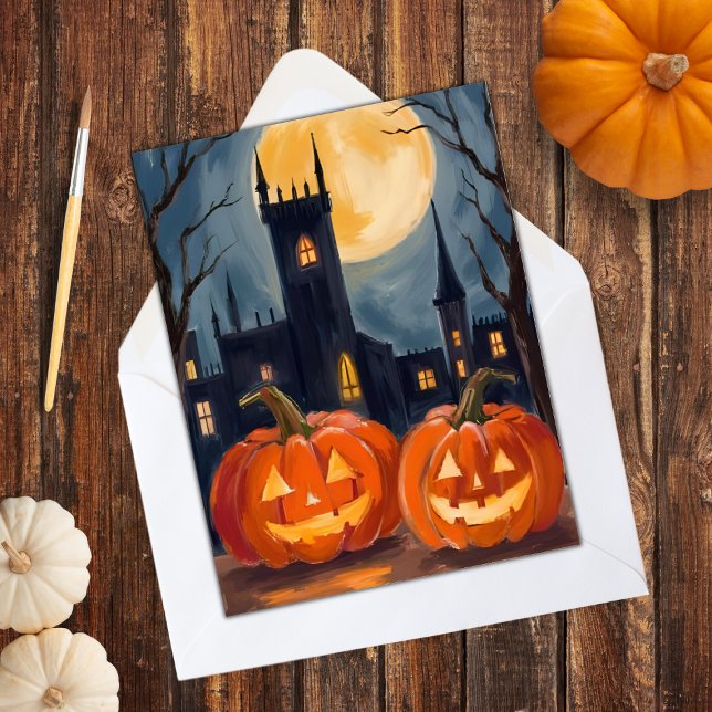 Cartes Pour Fêtes Annuelles Citrouille Épouvantable | Halloween Peinture Effra (Créateur téléchargé)