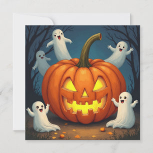 Cartes Pour Fêtes Annuelles Citrouille et fantôme d'Halloween