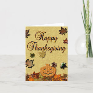 Cartes Pour Fêtes Annuelles Citrouille et Feuilles de Thanksgiving