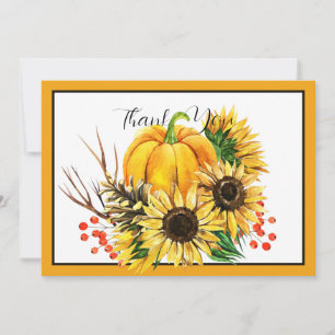 Cartes Pour Fêtes Annuelles Citrouille et tournesol automne