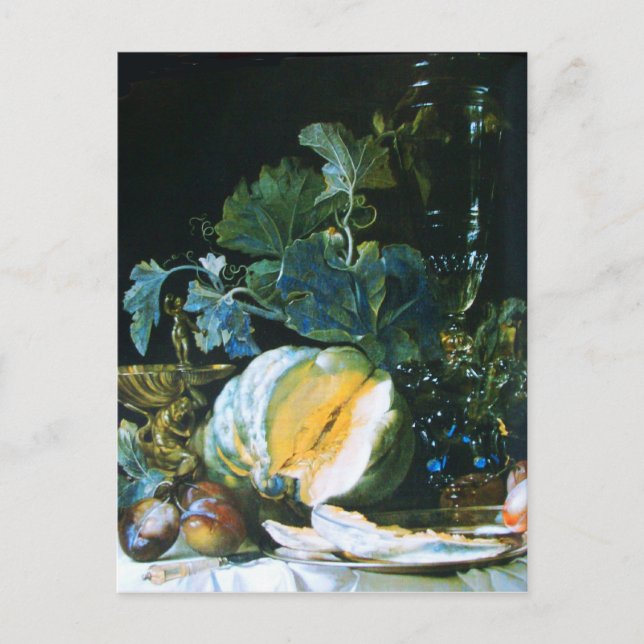 Cartes Pour Fêtes Annuelles CITROUILLE, FRUITS ET GLASSWARE Thanksgiving (Devant)