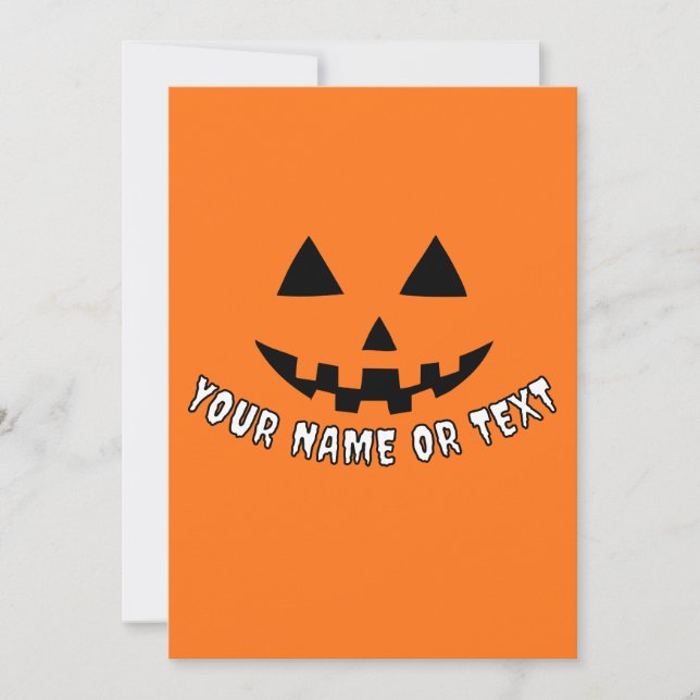 Cartes Pour Fêtes Annuelles Citrouille Halloween Personnalisée Votre Nom ou Te (Devant)