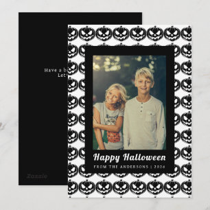 Cartes Pour Fêtes Annuelles Citrouille Jack-O-Lantern noire et blanche Chic Ép