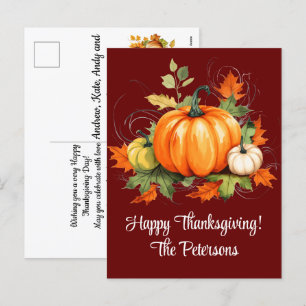 Cartes Pour Fêtes Annuelles Citrouille Maple Trees Bon thanksgiving Feuille