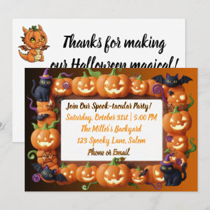 Cartes Pour Fêtes Annuelles Citrouille orange cadre chat noir fête Halloween