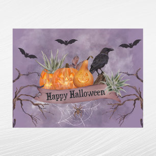 Cartes Pour Fêtes Annuelles Citrouille orange Halloween corbeau chauves-souris