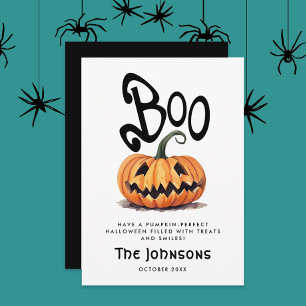 Cartes Pour Fêtes Annuelles Citrouille orange sculptée Halloween drôle et effr
