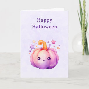 Cartes Pour Fêtes Annuelles Citrouille pastel mignonne avec étoiles Halloween