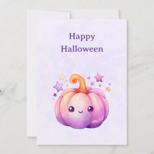Cartes Pour Fêtes Annuelles Citrouille pastel mignonne avec étoiles Halloween