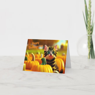 Cartes Pour Fêtes Annuelles Citrouille Patch Kitten Thanksgiving Card