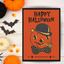 Citrouille Rétro Vintage avec Tuyau Halloween Pers