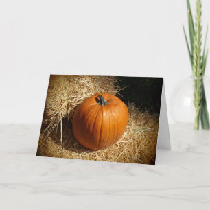 Cartes Pour Fêtes Annuelles Citrouille sur balles de foin