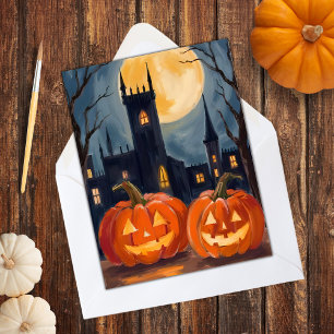Cartes Pour Fêtes Annuelles Citrouille Terreur Halloween Peinture Sombre