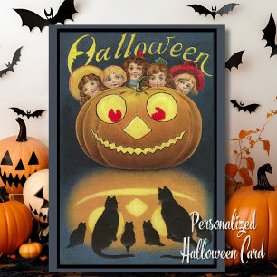 Cartes Pour Fêtes Annuelles Citrouille vintage d'Halloween avec enfants person