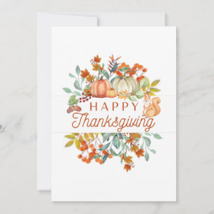 Cartes Pour Fêtes Annuelles Citrouilles aquarelles de Thanksgiving, Baies 