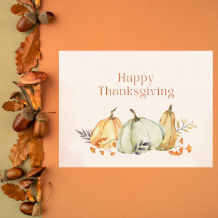 Cartes Pour Fêtes Annuelles Citrouilles d'aquarelle et Foliting Thanksgiving
