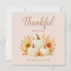 Cartes Pour Fêtes Annuelles Citrouilles d'automne et tournesols Élégant Than