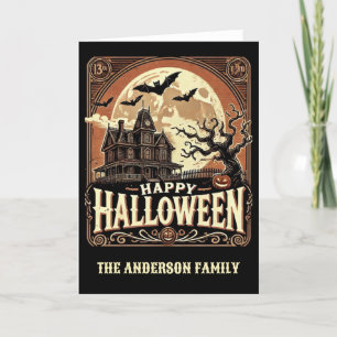 Cartes Pour Fêtes Annuelles Citrouilles de Maison Hantée Halloween ÉpoUVantabl