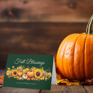Cartes Pour Fêtes Annuelles Citrouilles de Thanksgiving vintage vertes bénédic