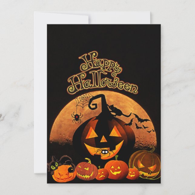 Cartes Pour Fêtes Annuelles Citrouilles effrayantes | Joyeux Halloween (Devant)