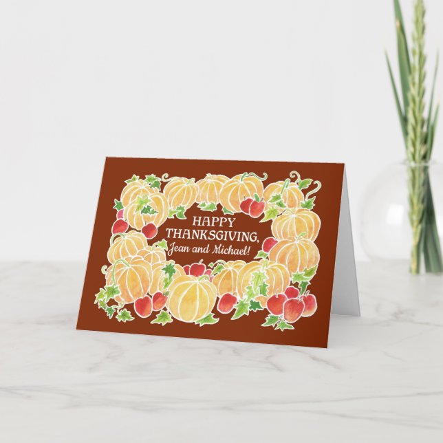 Cartes Pour Fêtes Annuelles Citrouilles et pommes de Thanksgiving (Devant)