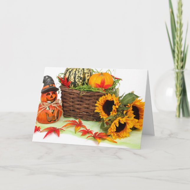 Cartes Pour Fêtes Annuelles Citrouilles et tournesols (Devant)