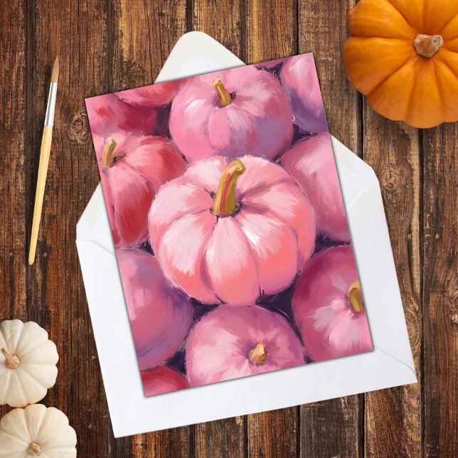 Cartes Pour Fêtes Annuelles Citrouilles Halloween Pastel Rose (Créateur téléchargé)