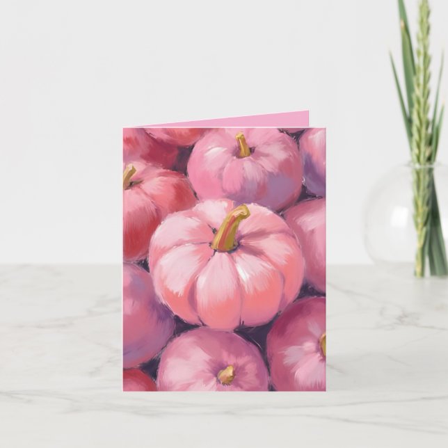 Cartes Pour Fêtes Annuelles Citrouilles Halloween pastel rose (Devant)
