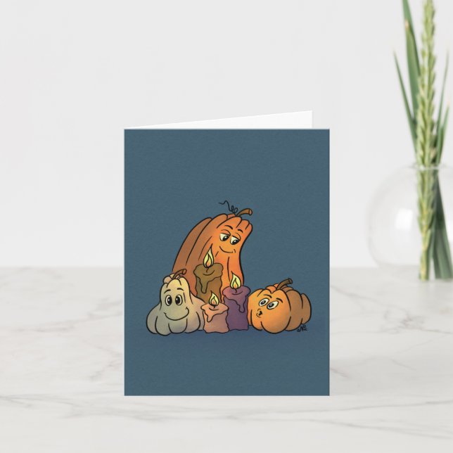 Cartes Pour Fêtes Annuelles Citrouilles heureux avec bougies (Devant)