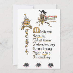 Cartes Pour Fêtes Annuelles Citrouilles Lanterne Jacko Chats Art Halloween Vin
