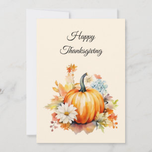 Cartes Pour Fêtes Annuelles Citrouilles orange et fleurs automne Action de grâ