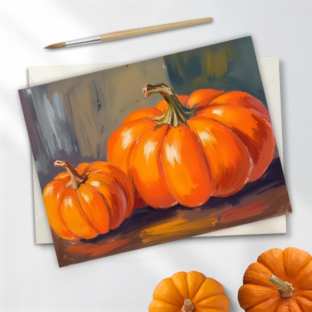 Cartes Pour Fêtes Annuelles Citrouilles oranges Halloween automne aquarelle (Créateur téléchargé)