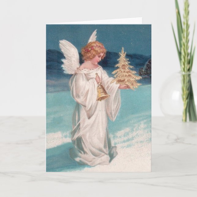 Cartes Pour Fêtes Annuelles Clapsaddle : Ange de Noël avec Bell (Devant)