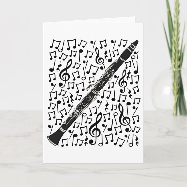 Cartes Pour Fêtes Annuelles Clarinet Notes musicales Professeur de musique Woo (Devant)